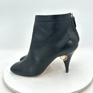 Nicholas Kirkwood Women Size EU 38 US 8 Black Leather Back Zip Heel Ankle Boot